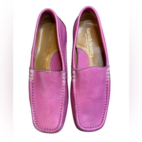 Russell & Bromley Pink Leather Loafers - Picture 3 of 12